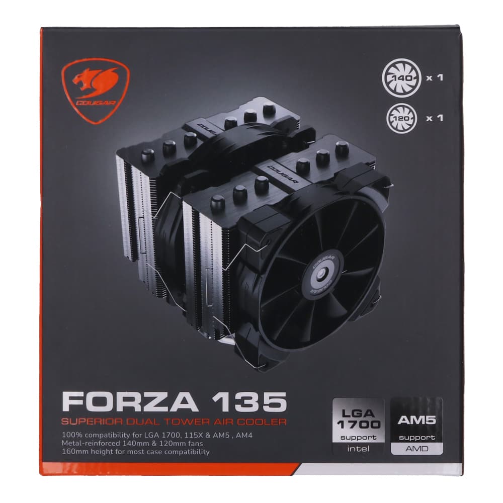 Cougar Forza 135LGA 20xx, 1700, 1366, 1200, 115xs, AM5/4, AM3+s.,Dual Fan